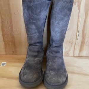 Ugg Australia Tall Gray Sherpa Lined side Zipper Boots